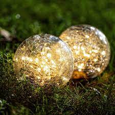 Photo 1 of 2 pack solar crackle glass globe lights