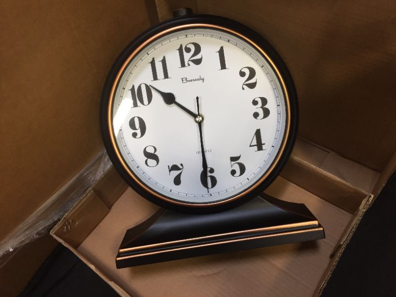 Photo 2 of Beesealy Table Clock-Modern Table Clock Silent-Non-Ticking 10-inch dial, Clear and Easy to Read, Used for Living Room, Bedroom Decoration
