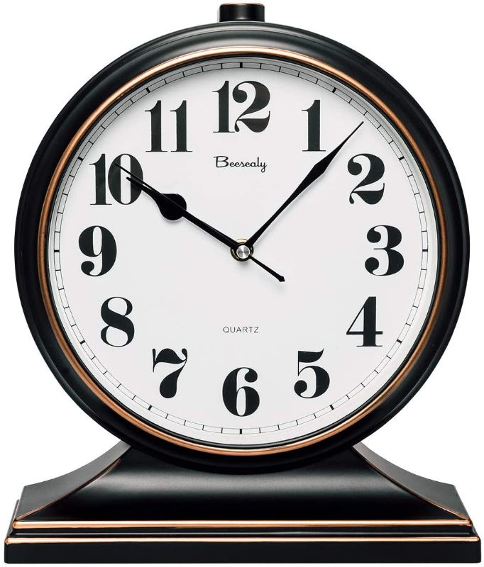 Photo 1 of Beesealy Table Clock-Modern Table Clock Silent-Non-Ticking 10-inch dial, Clear and Easy to Read, Used for Living Room, Bedroom Decoration
