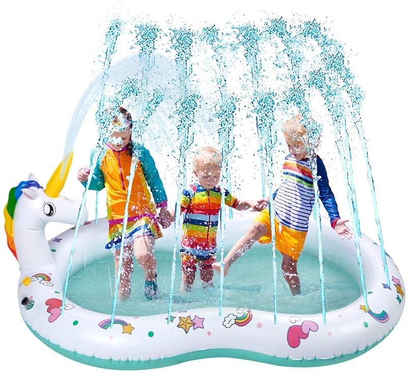 Photo 1 of Decorlife Unicorn Splash Pad, Inflatable Sprinkler for Kids or Toddlers Ages 1+, 67 x 46 Inch
