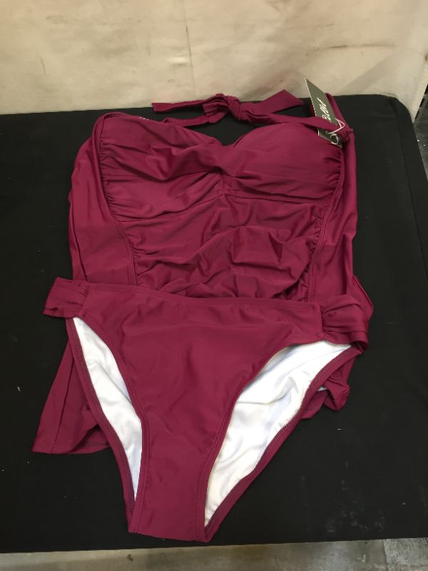 Photo 1 of Cillet Halter Tankini Swimsuits for Women Tummy Control Sexy Two Piece Bathing Suit with Bikini Bottom 2XL
