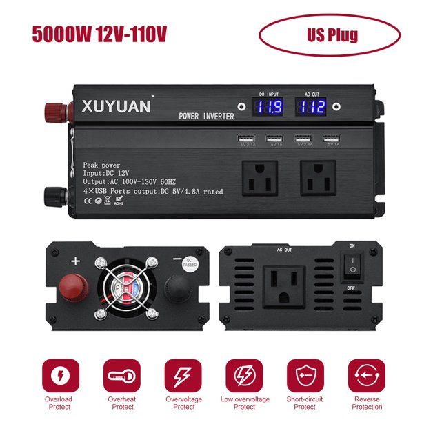 Photo 1 of *possibly incomplete* Carevas Car Inverter 3000W 4000W 5000W /24V 110/ DC to AC Power Inverter Dual Led Display Modified Sine Power Voltage Transformer Converter----- unable to test item 
