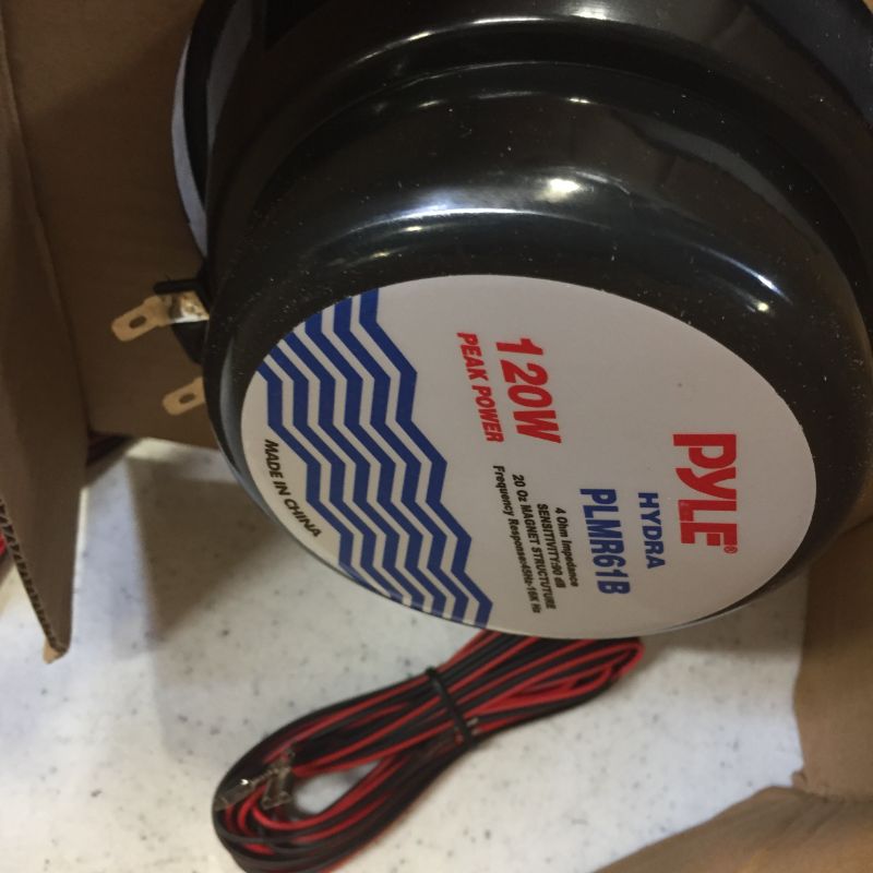 Photo 1 of Pyle PLMRKT48BK 6.5" Waterproof Bluetooth Marine Receiver Stereo and Speaker Kit w/ Microphone Hands Free Calling, Remote, & Wireless Streaming, Black