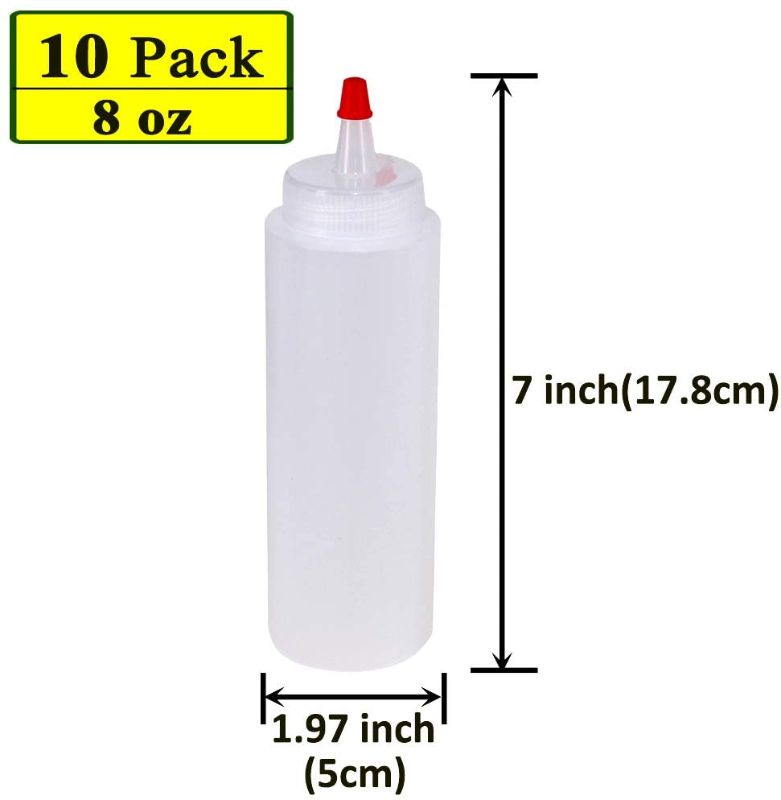 Photo 1 of Belinlen 10 Pack 8-Ounce Plastic Squeeze Bottles with Red Tip Caps for Food, Crafts, Art, Multi Purpose