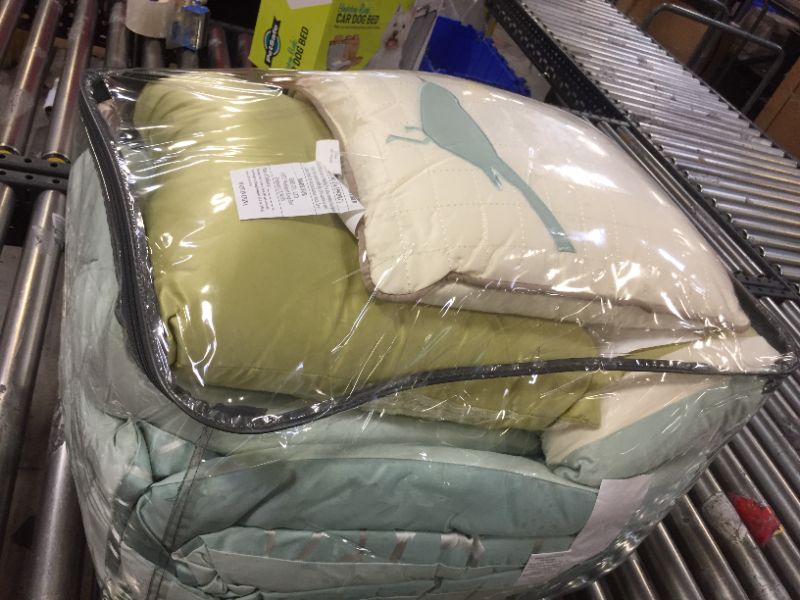 Photo 4 of Athena 7 Piece Jacquard Comforter Set - Green (King)