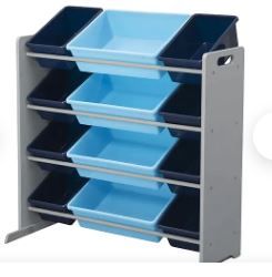 Photo 1 of Delta Children Kids Toy Open Lid Storage Organizer with Bins, Gray/Light Blue/Dark Blue (TB83452GN-026)