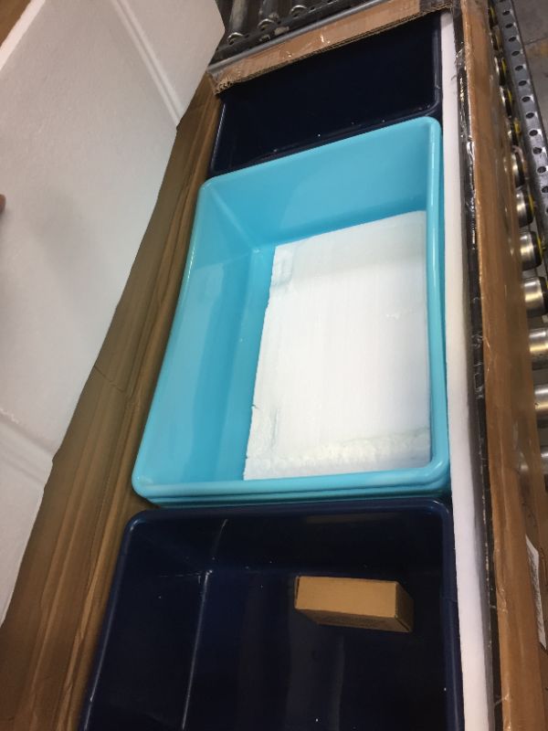 Photo 1 of Delta Children Kids Toy Open Lid Storage Organizer with Bins, Gray/Light Blue/Dark Blue (TB83452GN-026)