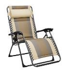 Photo 1 of Amazon Basics Outdoor Padded Adjustable Zero Gravity Folding Reclining Lounge Chair