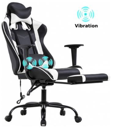 Photo 1 of PC Gaming Chair Racing Office Chair Ergonomic Desk Chair Massage PU Leather Recliner Computer Chair with Lumbar Support Headrest Armrest Footrest Roll