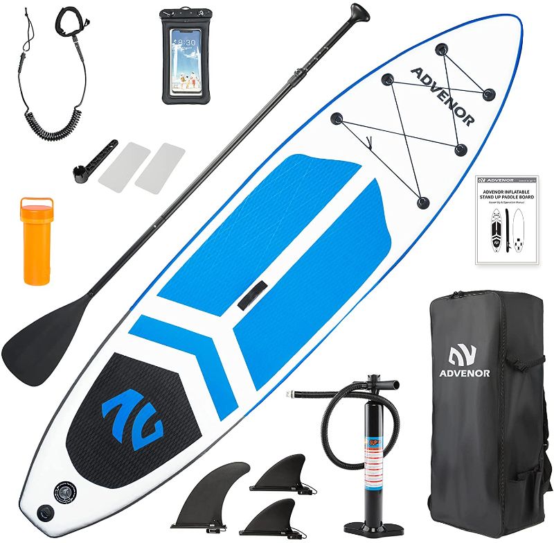 Photo 1 of ADVENOR Paddle Board 11'x33 x6 Extra Wide Inflatable Stand Up Paddle Board with SUP Accessories Including Adjustable Paddle,Backpack,Waterproof Bag,Leash,and Hand Pump,Repair Kit