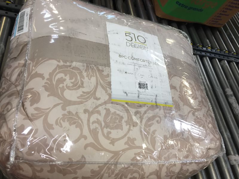 Photo 2 of 8pc Queen Casey Embroidered Comforter Set Neutral