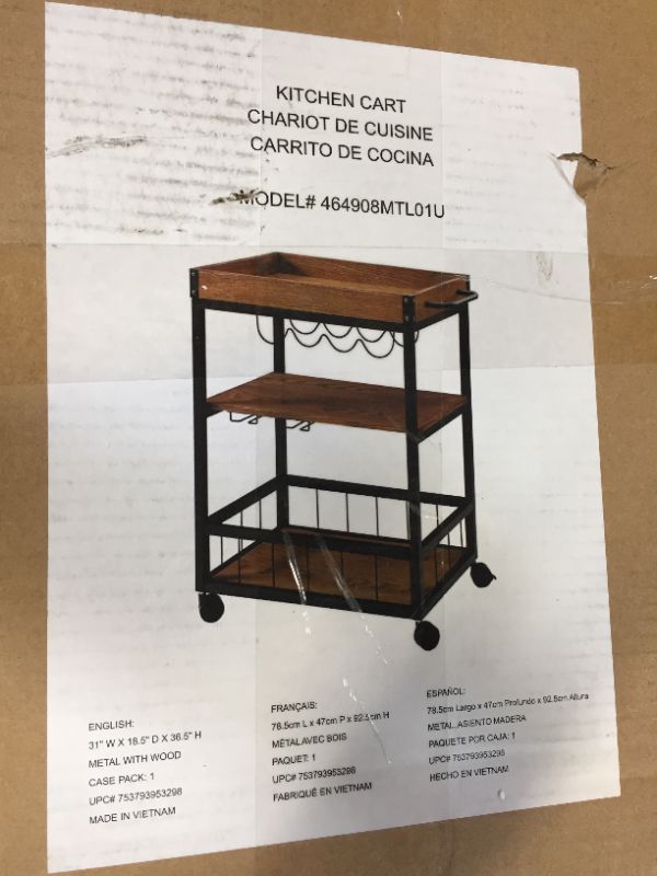 Photo 1 of Austin Kitchen Cart Metal/Wood - Linon
