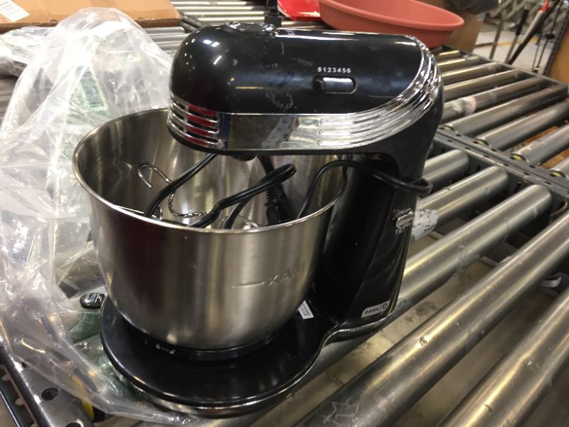 Photo 1 of Dash Stand Mixer (Electric Mixer for Everyday Use): 6 Speed Stand Mixer with 3 qt Stainless Steel Mixing Bowl, Dough Hooks & Mixer Beaters for Dressings, Frosting, Meringues & More - Black
