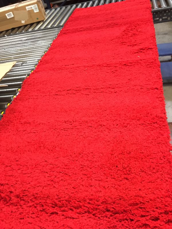 Photo 2 of 2ft 7in by 8ft Red Shag Area Rug