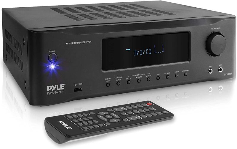 Photo 1 of 5.2-Channel Hi-Fi Bluetooth Stereo Amplifier - 1000 Watt AV Home Speaker Subwoofer Sound Receiver with Radio, USB, RCA, HDMI, Mic In, Wireless Streaming, Supports 4K UHD TV, 3D, Blu-Ray - Pyle PT694BT