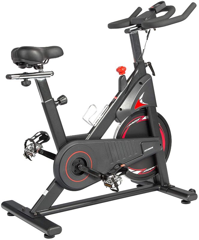 Photo 1 of ADVENOR Magnetic Resistance Exercise Bike, Indoor Stationary Bikes for Home Workout, Quiet Belt Drive with LCD Monitor, Support up to 330 lbs, Flywheel 35 lbs