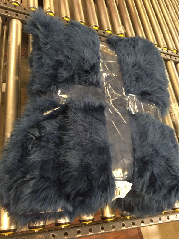 Photo 1 of Approx 4ft by 6ft Blue Faux Sheeskin Area Rug