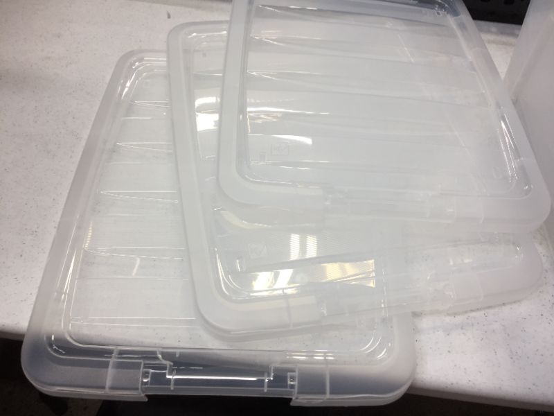 Photo 4 of 6BOXES--3LIDS ONLY--IRIS USA TB-28 Stack & Pull Box, 31.75 Quart, Clear, 6 Pack