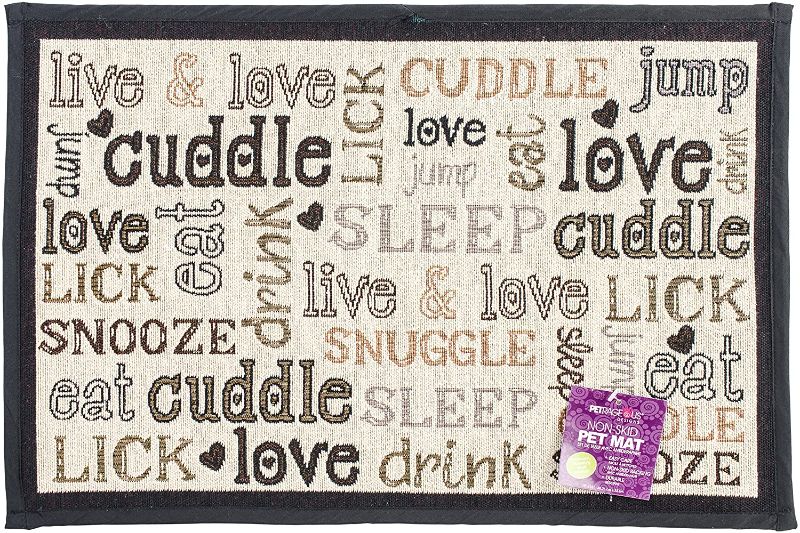 Photo 2 of PetRageous 10218 Cuddles Tapestry Dog and Cat Non-Skid Machine Washable Placemat for Pet