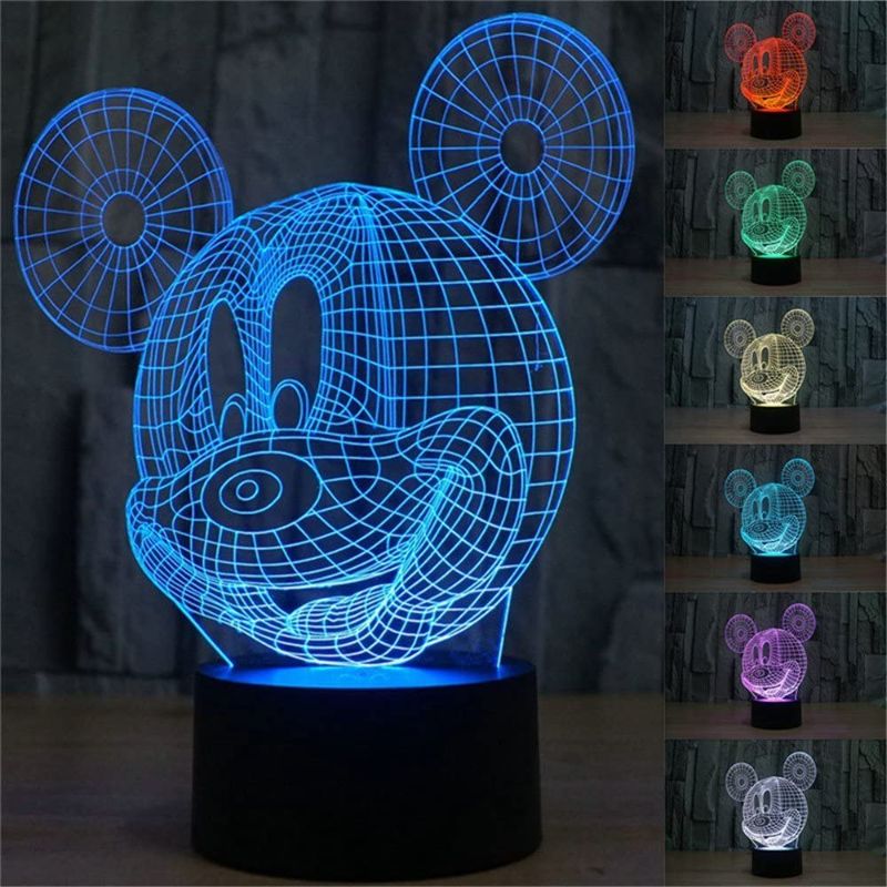 Photo 1 of ETHAN ALLEN 3D Mickey Mouse LED Night Light Touch Table Desk Lamp for Kids Gift, Elstey 7 Colors 3D Optical Illusion Lights with Acrylic Flat & ABS Base & USB Charger
