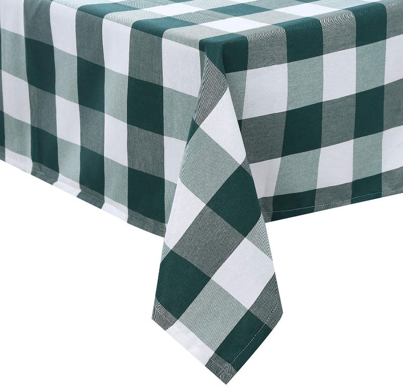 Photo 1 of 60 x 84 Inch Rectangle Checkered Tablecloth, Waterproof and Wrinkle Resistant Table Cloth,Gingham Buffalo Plaid Tablecloths for Picnic, Dinner and Party --
Color:Blue and White
