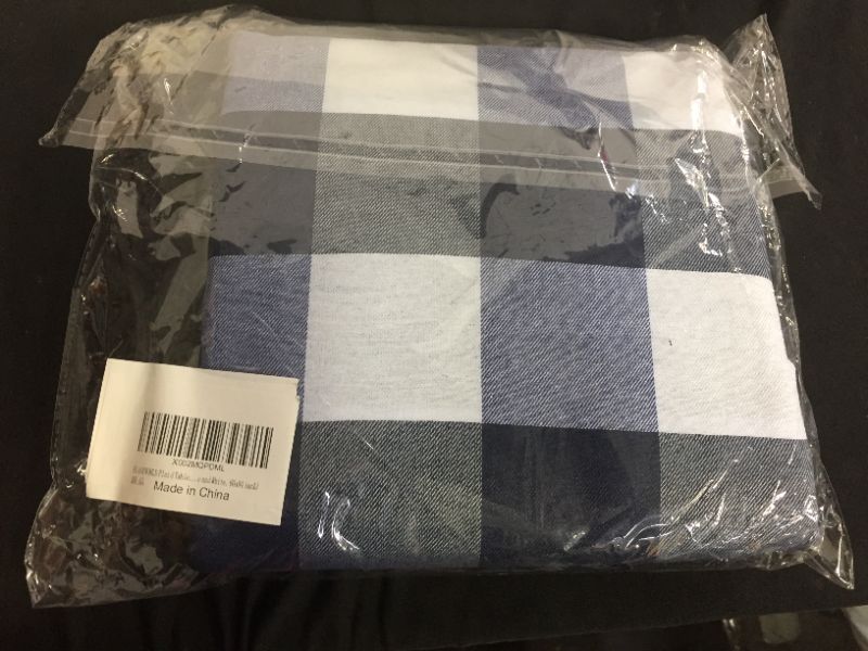 Photo 2 of 60 x 84 Inch Rectangle Checkered Tablecloth, Waterproof and Wrinkle Resistant Table Cloth,Gingham Buffalo Plaid Tablecloths for Picnic, Dinner and Party --
Color:Blue and White
