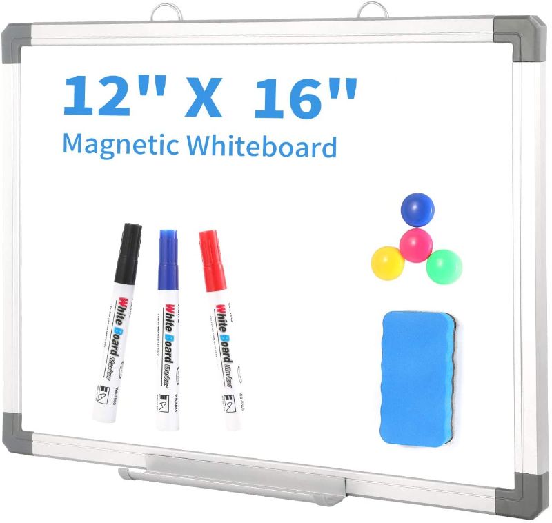 Photo 1 of Small Dry Erase White Board - 12 x 16 Inch Magnetic Hanging White Board with Detachable Marker Tray,Memo Board for Wall Kids, Students & Teachers
