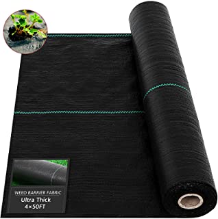 Photo 2 of OLenyer 4x50ft Weed Barrier Landscape Fabric Heavy Duty 3.2oz for Yard Garden Weed Control Ground Cover