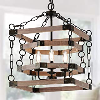 Photo 1 of 4-Light Modern Rustic Vintage Wooden Farmhouse Chandelier