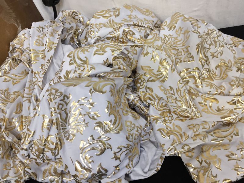 Photo 1 of 10 PCS--- Bronzing Gold Print Flower Removable Washable Spandex Chair Cover Set (Gold+White,)