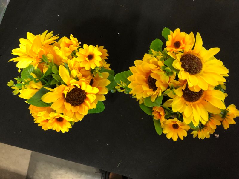 Photo 1 of 2 pack of artificial sunflower desk decorations