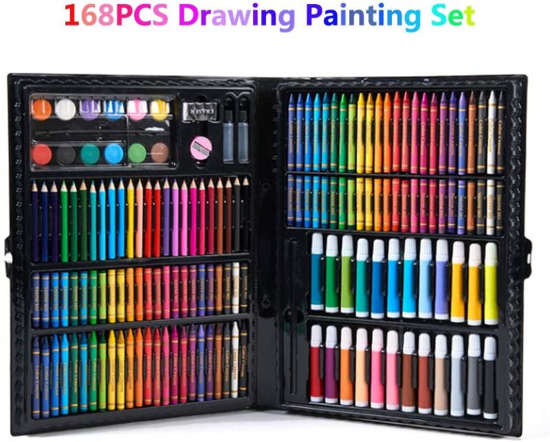 Photo 1 of 168 Piece Art Set,Painting & Drawing Supplies Kit with Portable Art Box,Oil Pastels, Crayons, Colored Pencils, Markers, Watercolor Cakes Inspiration & Creativity Coloring Art Set
