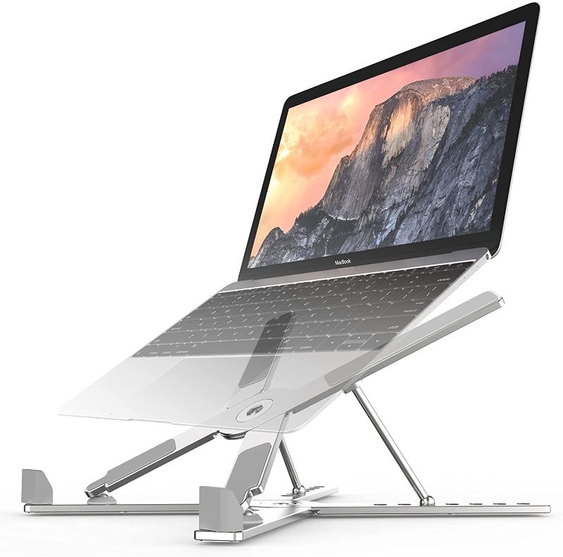 Photo 1 of Adjustable Laptop Stand,Foldable Laptop Computer Stand&Aluminium Alloy Multi-Angle Stand with Heat-Vent to Desk Laptop Holder Compatible for MacBook, Air, Pro, Dell XPS, Samsung, 11-17" All Laptop
