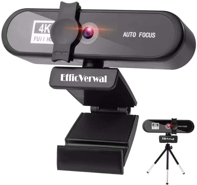 Photo 1 of EfficVerwal 4K Full HD Business Webcam,with Microphone,Drive-Free Auto Focus,120 Degree Wide-Angle Vision,Adjustable 360 Degrees,with Bracket,Suitable for Meetings, Videos, Calls, Games
