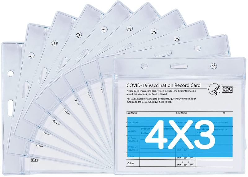 Photo 1 of 100PCS ID Badge Holder Vaccination Card Protector Waterproof?4 X 3 in CDC Vaccine Card Holder PVC Immunization Record HD Transparent Sleeve with Waterproof Sleeve
-- 10 PCK