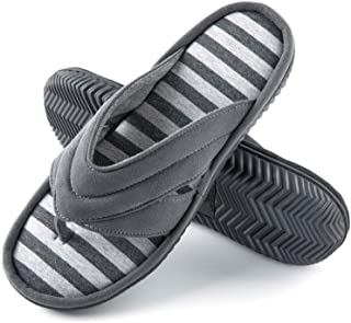 Photo 1 of Zizor Men' s Memory Foam Flip Flop Slippers with Stripe, Outdoor Rubber Sole Size 11-12
