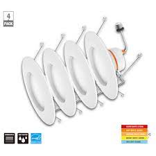 Photo 1 of 5/6 in. Matte White Integrated LED Recessed Trim 5-Ways (4-Pack)

