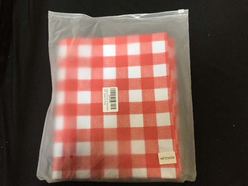 Photo 1 of 100% Waterproof PVC Tablecloth, Stain Resistant, Waterproof, Oil-Proof Spill-Proof Durable Plaid Check Table Cloth for Outdoor and Indoor Use,54 x 84 Inch,Red and White