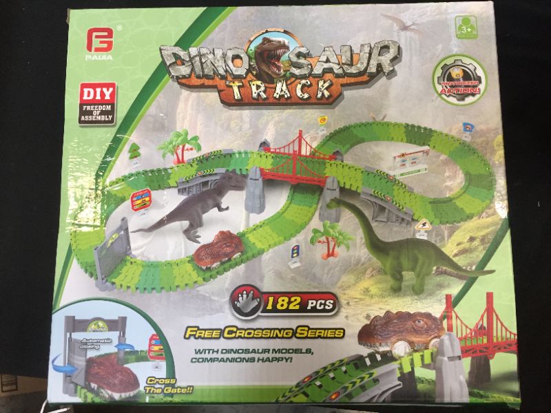 Photo 1 of Dinosaur Toys,Create A Dinosaur World Road Race,Flexible Track Playset and 2 pcs Cool Dinosaur car for 3 4 5 6 Year & Up Old boy Girls Best Gift
