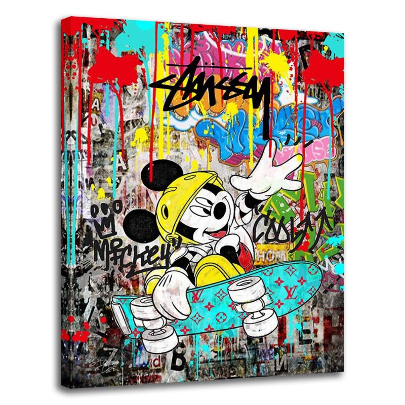 Photo 1 of  Mickey Mouse Graffiti Paintings Canvas Art Wall Decor For Living Room Bedroom Ready To Hang (8"x10")
