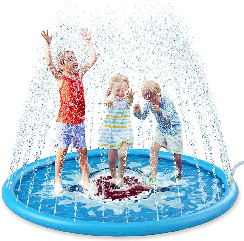 Photo 1 of Jasonwell Splash Pad Sprinkler for Kids 68" Splash Play Mat Outdoor Water Toys Inflatable Splash Pad Baby Toddler Pool Boys Girls Children Outside Backyard Dog Sprinkler Pool for Age 3 4 5 6 7 8 9 10
