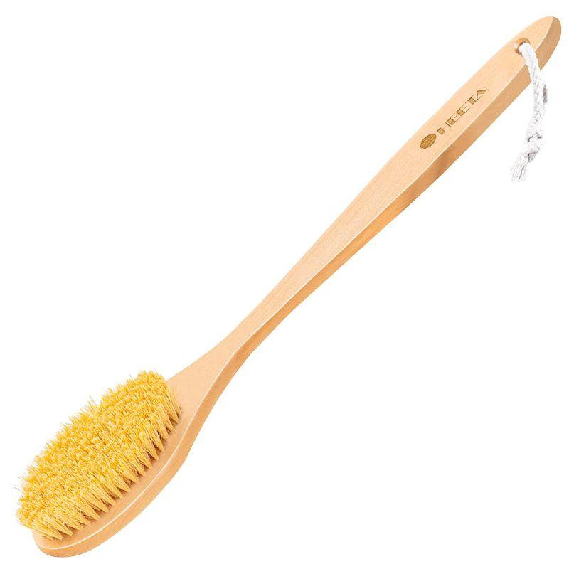 Photo 1 of HEETA Body Brush, Long-handled Solid Wood Sisal Bath Brush, Back Scrubber, Body Exfoliating Brush for Shower, Gently Remove Dead Skin and Cellulite, Natural Sisal Brush, Brown
