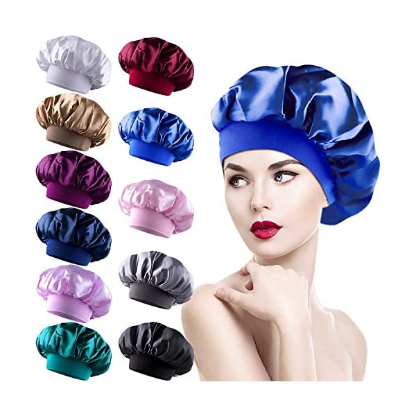 Photo 1 of Duufin 11 Packs Satin Bonnets Women Sleeping Caps Hair covers for women