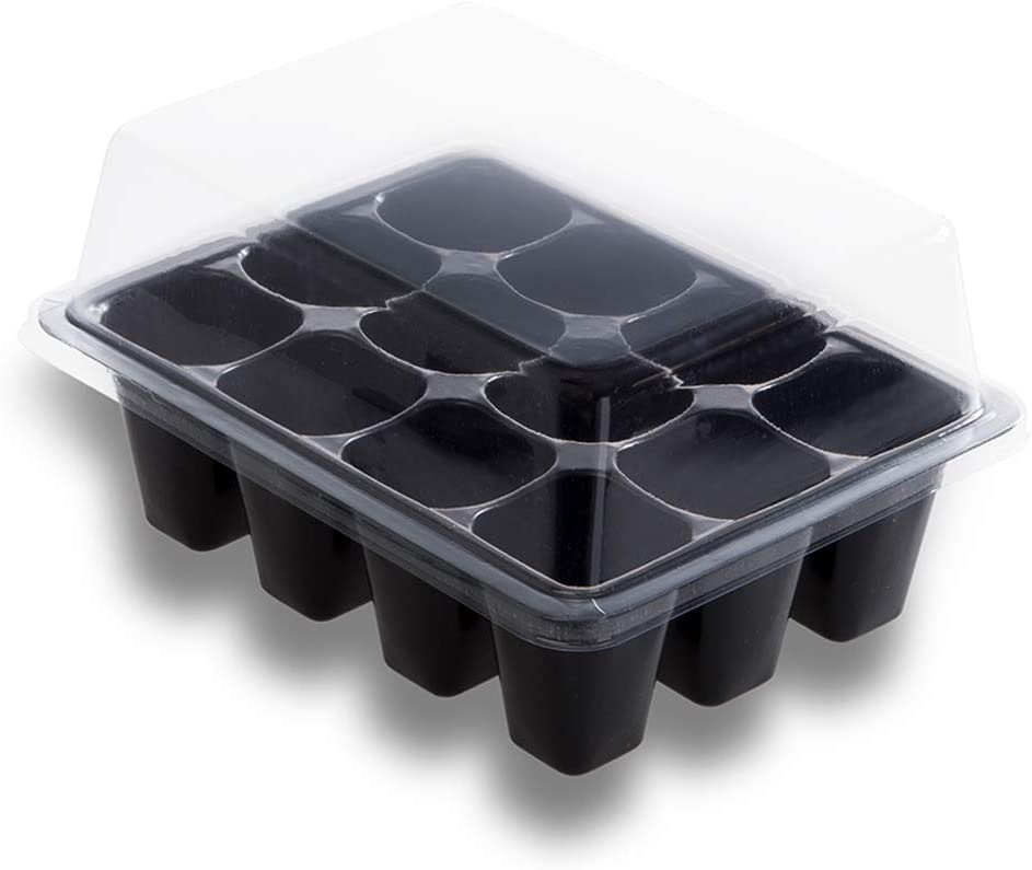 Photo 1 of 12 pack black plant starter trays with lids