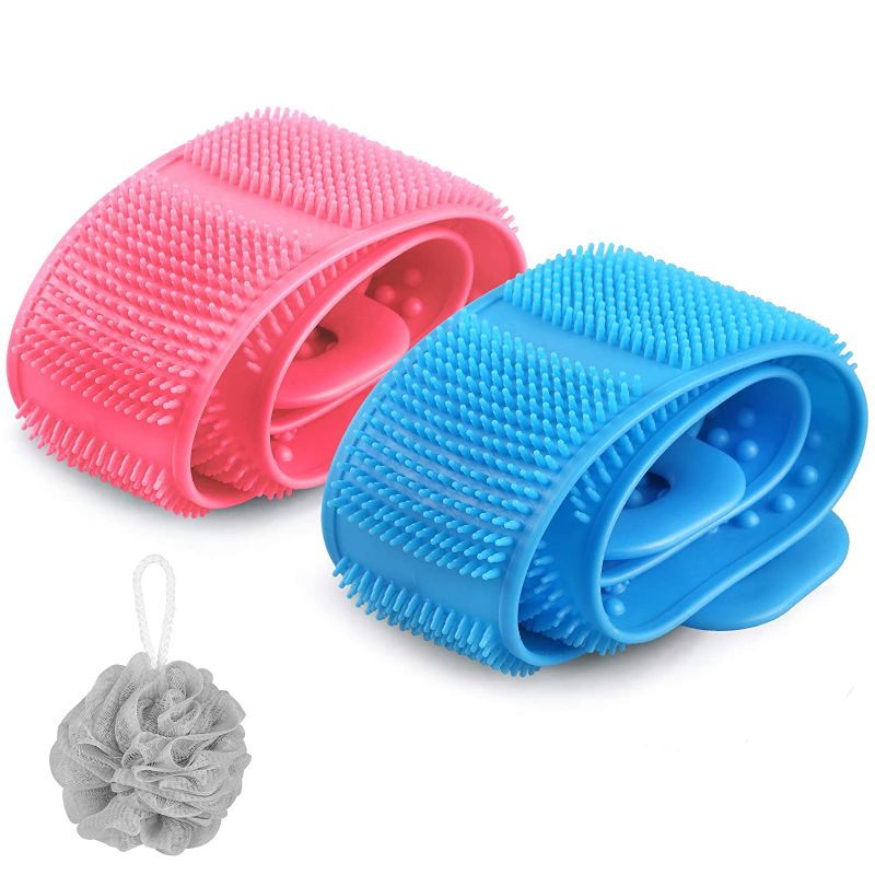 Photo 1 of 2 PCS Silicone Back Scrubber for Shower, 31.5" Updated Handle Back Washer for Men/Women, Easy to Clean Washer Exfoliating More Hygienic
