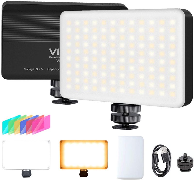 Photo 1 of VIJIM VL120 LED on Camera Video Light,Mini Bi-Color LED Camera Light,Portable Photography Lighting w 6 Color Filters, 3100mAh Rechargeable CRI 95+ 3200K-6500K Dimmable LED Panel Light for DSLR Camera
