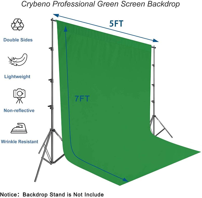 Photo 1 of Green Screen Backdrops, Portable Solid Color Photography Backdrops Cloth, 5 x 7 ft Green Backdrop Background for Photography, Video Studio
