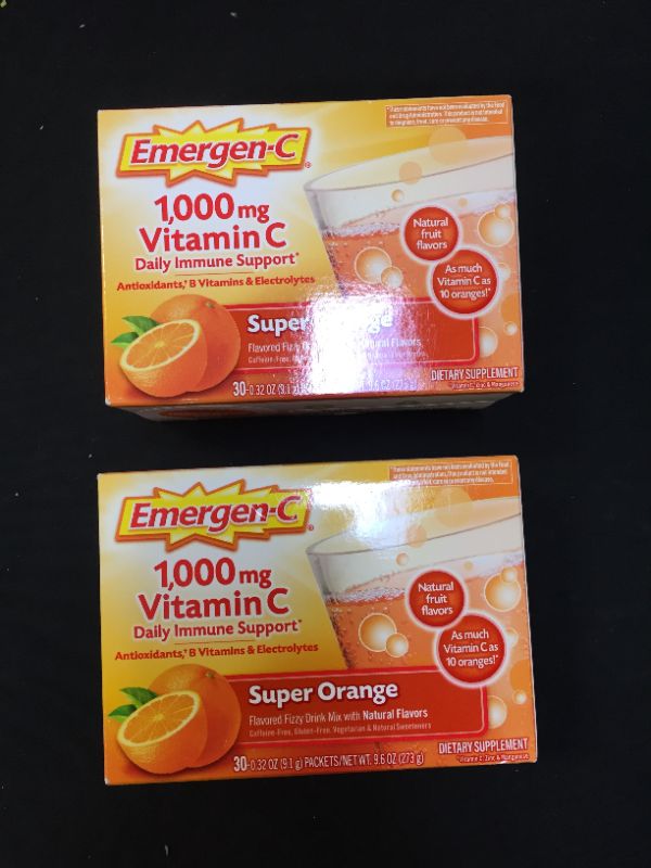 Photo 2 of Emergen-C Vitamin C Drink Mix - Super Orange - 30ct -- 2 PCK
EXP NOV 2022