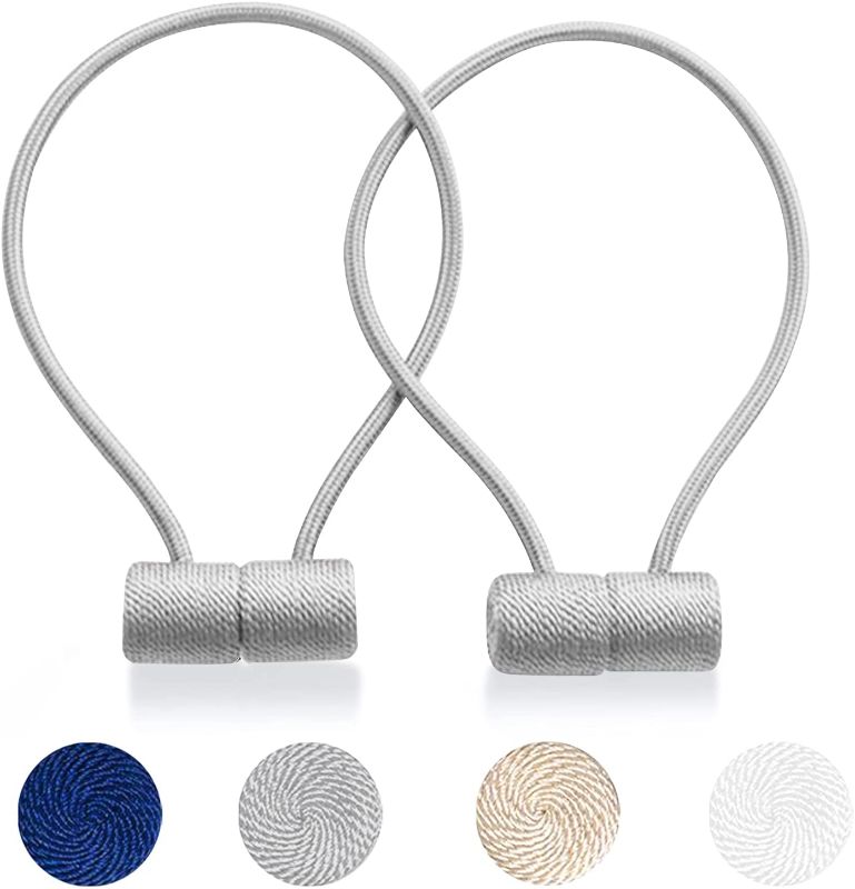 Photo 1 of Curtain Tiebacks Clips VS Strong Magnetic Tie Band Home Office Decorative Drapes Weave Holdbacks(2PCS Light Grey)
2 PCK