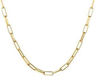 Photo 1 of BOUTIQUELOVIN 14K Gold Dainty Paperclip Link Chain Necklace for Women Girls -- 2 PCK
